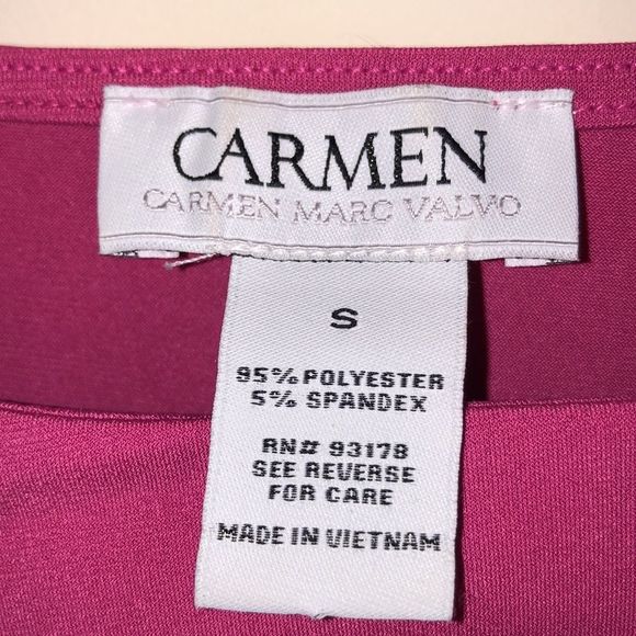 Carmen Marc Valvo Hot Pink 3/4 Sleeve Cut Out Top size Small - Picture 2 of 6
